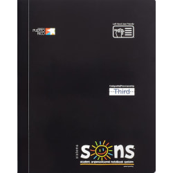 SONS System Third Notebooks, 9-3/4" x 7-1/2", 1 Subject, Primary Rule, 200 Sheets, Black