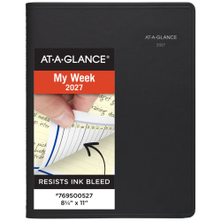 AT-A-GLANCE® QuickNotes® 2027 Weekly Monthly Appointment Book Planner, Black, Large, 8 1/4" x 11"