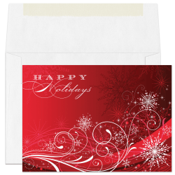 Custom Full-Color Holiday Cards With Envelopes, 7" x 5", Scarlet Swirls, Box Of 25 Cards/Envelopes