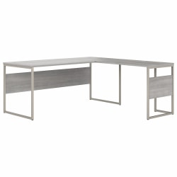 Bush Business Furniture Hybrid 72"W L-Shaped Corner Desk Table With Mobile File Cabinet, Platinum Gray, Standard Delivery