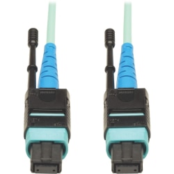 Tripp Lite MTP MPO Patch Cable Push Pull Tab 100GbE Aqua OM3 Plenum 3M 10ft 10' '3 Meter, N84603M24P