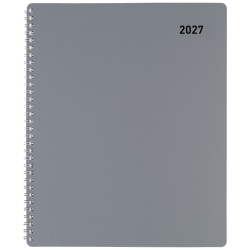 Office Depot Brand Weekly Monthly Planner, 8 1/2" x 11", Silver, January 2027 to December 2027, OD71183027