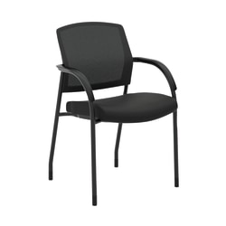 HON® Lota Stacking Multi-Purpose Side Chair, Fixed Loop Arms, Black