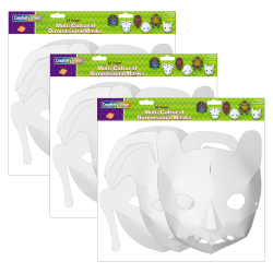 Creativity Street Paper Die-Cut Masks, Assorted Sizes, Multi-Cultural Assortment, 24 Masks Per Pack, Bundle Of 3 Packs