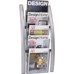 Alba 5-Pocket Wall Literature Rack - 5 Pocket(s) - 27.50" Height x 4.33" Width x 13" Depth - Silver - Metal, Acrylic - 1 Each