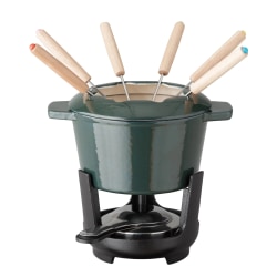 Our Table 13-Piece Enameled Cast Iron Fondue Pot Set, Sycamore