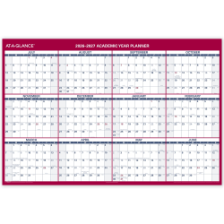 AT-A-GLANCE® Horizontal Reversible Erasable Academic and Regular Year 2026-2027 Wall Calendar, Extra Large, 48" x 32"