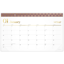 Cambridge® WorkStyle® 2026 Monthly Desk Pad Calendar, Cosmetic Pink, Compact, 17 3/4" x 11", 160670527