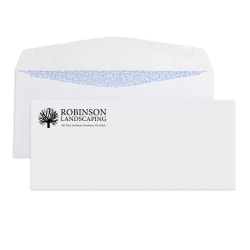 Custom #10, 1-Color, Security Tint Business Envelopes, 4-1/8" x 9-1/2", White Wove, Box Of 500