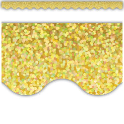 Teacher Created Resources Scalloped Border Trim, Yellow Sparkle, 2-3/16" x 35", Total Qty 12