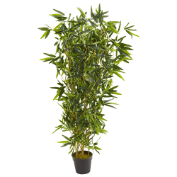 Nearly Natural 57"H Real Touch UV-Resistant Bamboo Artificial Tree, 57"H x 12"W x 12"D, Black/Green