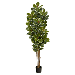 Nearly Natural Oak 72"H Artificial Tree With Planter, 72"H x 16"W x 16"D, Green/Black