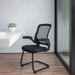 Flash Furniture Mesh Mid-Back Side Reception Chair, Black