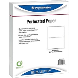 Paris Printworks Professional Inkjet Or Laser  Perforated Paper, 3-Part, Letter Size (8-1/2" x 11"), 500 Sheets Per Ream, Case Of 5 Reams, 92 Brightness, 24 Lb