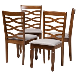 Baxton Studio Elijah Dining Chairs, Gray/Walnut, Set Of 4 Chairs