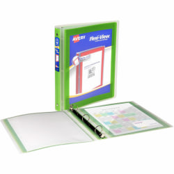 Avery® Flexi-View 3 Ring Binder, 1 Inch Round Rings, 1 Chartreuse Green Binder - 1" Binder Capacity - 17608