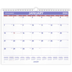 2024 AT-A-GLANCE® Monthly Wall Calendar, 15" x 12", January To December 2024, PM828