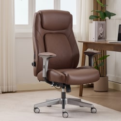 Serta® iComfort® Tranquil Shiatsu Massage Ergonomic Faux Leather High-Back Office Chair, Brown/Silver, BIFMA Compliant