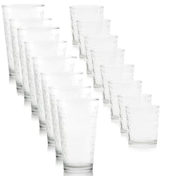 Gibson Home Great Foundations 16-Piece Tumbler And Double Old Fashioned Glass Set, 16 Oz/13 Oz, Square Pattern, Clear