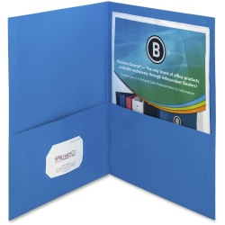 Business Source Letter Recycled Pocket Folders, 8 1/2" x 11", 100 Sheet Capacity, 2 Inside Front & Back Pockets, 78491, Box Of 25