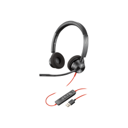 Poly Blackwire 3320 USB-A Headset - Stereo - USB Type A, Mini-phone (3.5mm) - Wired - 20 Hz - 20 kHz - Over-the-ear, Over-the-head - Binaural - Black