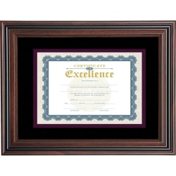 Advantus Double Matted Certificate Picture Frame, 11" x 14" With Mat, Rosewood