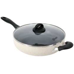 Oster Clairborne Aluminum Nonstick Sauté Pan With Lid, 5 Qt, Sand