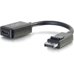 C2G 8in DisplayPort to HDMI Adapter - DP to HDMI Adapter - 1080p - Black - M/F - DisplayPort/HDMI for Audio/Video Device - 8" - 1 x DisplayPort Male Digital Audio/Video - 1 x HDMI Female Digital Audio/Video - Nickel Plated - Shielding - Black