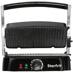 Starfrit® THE ROCK™ 1200W Panini Grill, 5-13/16"H x 10-5/16"W x 12-3/16"D, Black