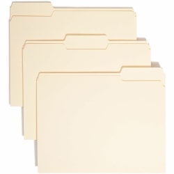 Smead Top Tab File Folders, Letter Size, 8 1/2" x 11", 1/3 Tab Cut, Assorted Tab Position, 3/4" Expansion, Manila, Carton Of 500 Folders