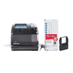 Pyramid™ 3600SS SmartSite Time Clock And Document Stamp, Black