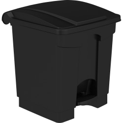 Safco Plastic Step-on Waste Receptacle - 8 gal Capacity - Easy to Clean, Foot Pedal, Lightweight - 17.3"x16"x 16" Depth - Plastic - Black - 1/Carton