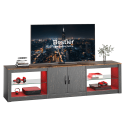 Bestier 70" LED Modern TV Stand For 75" TVs, 18-1/2"H x 70-7/8"W x 13-13/16"D, Golden Black