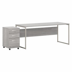 Bush® Business Furniture Hybrid 72"W x 30"D Computer Table Desk With 3-Drawer Mobile File Cabinet, Platinum Gray, Standard Delivery