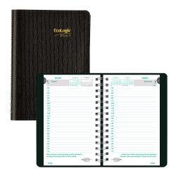 2027 Brownline® EcoLogix® Daily Appointment Planner, 8" x 5", 100% Recycled, Black, January To December, CB410W.BLK, Total Qty 1