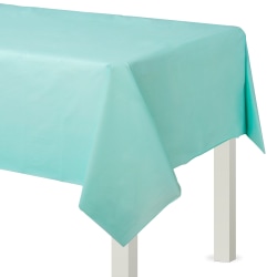 Amscan Flannel-Backed Vinyl Table Covers, 54" x 108", Robin’s Egg Blue, Set Of 2 Covers