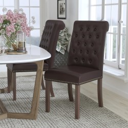 Flash Furniture Hercules Series Leathersoft Parsons Chair, Brown