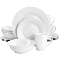 Gibson Home White Cloud 16-Piece Fine Ceramic Dinnerware Set, White