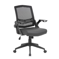 Boss Office Products Flip Arm Mesh Task Chair with Antimicrobial Protection, Black