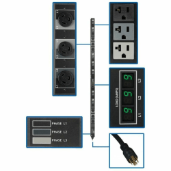 Tripp Lite PDU 3-Phase Metered 208/120V 5.7 kW 21 5-15/20R; 6 L6-20R 0URM, PDU3MV6L2120B