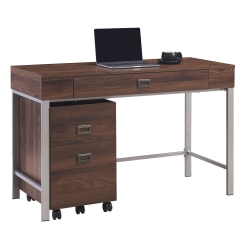 Realspace® Brezio 47"W Computer Desk With Mobile File Cabinet, Brown