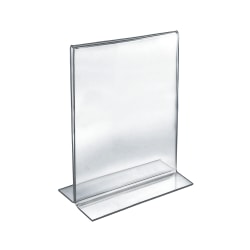 Azar Displays Double-Foot Acrylic Sign Holders, 12" x 9", Clear, Pack Of 10