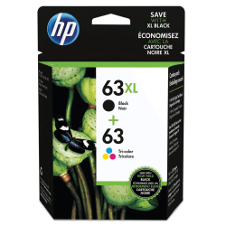 HP 63XL/63 High-Yield Black And Tri-Color Ink Cartridges, Pack Of 2, L0R48AN