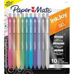 Paper Mate InkJoy Gel Pens, Metallic Pens, Retractable, Medium Point, (0.8mm) Assorted Colors, 10 Count