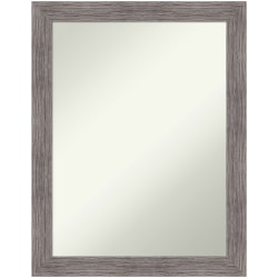 Amanti Art Narrow Non-Beveled Rectangle Framed Bathroom Wall Mirror, 27-1/2" x 21-1/2", Pinstripe Plank Gray