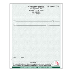 Custom Vertical Prescription Pads, Green, 5 1/2" x 4 1/4", 100 Sheets Per Pad, Box Of 4 Pads