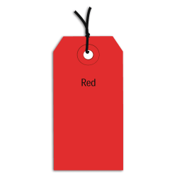 Partners Brand Prestrung Color Shipping Tags, #5, 4 3/4" x 2 3/8", Red, Box Of 1,000