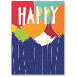 Viabella Birthday Greeting Card With Envelope, Happy Balloons, 5" x 7"
