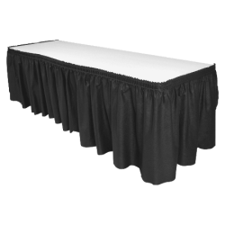 Genuine Joe Linen-Like Pleated Table Skirts, 14" x 29", Black