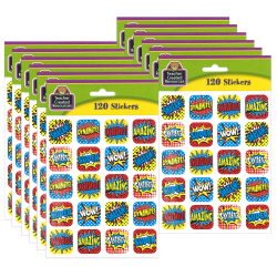 Teacher Created Resources® Stickers, Superheroes, 120 Stickers Per Pack, Set Of 12 Packs